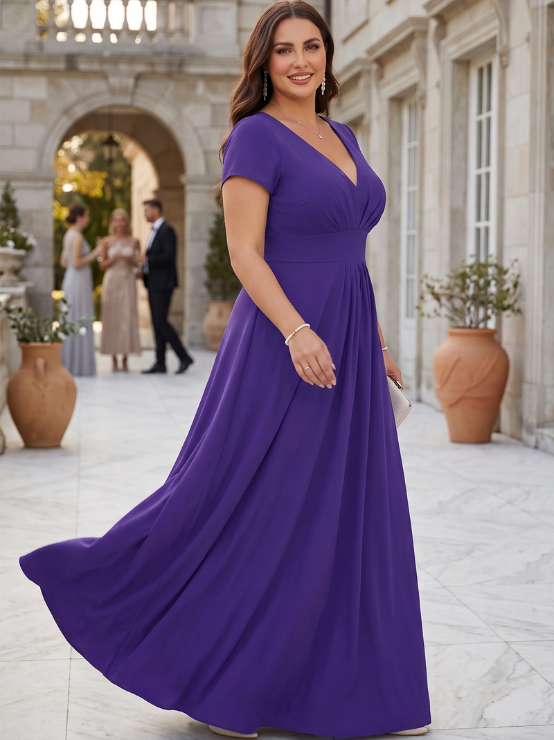 KOH KOH Women's Long Flowy Maxi Dress Bridesmaid Wedding Guest Cap — NT548 Indigo Blue Purple 2